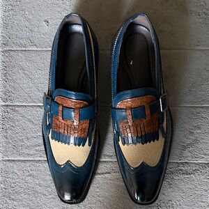Italian Shoemakers Blue and Brown Loafers